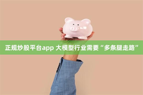 正规炒股平台app 大模型行业需要“多条腿走路”