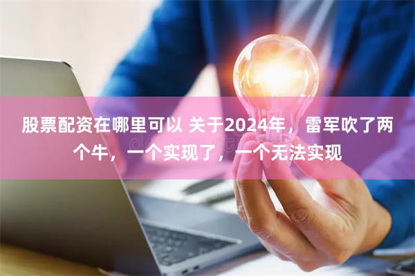 股票配资在哪里可以 关于2024年，雷军吹了两个牛，一个实现了，一个无法实现